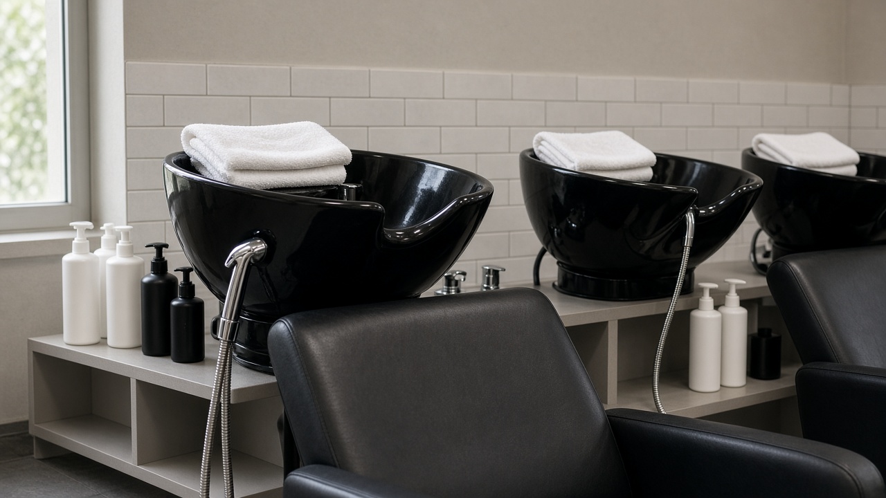 Deux bacs de lavage avec serviettes propres